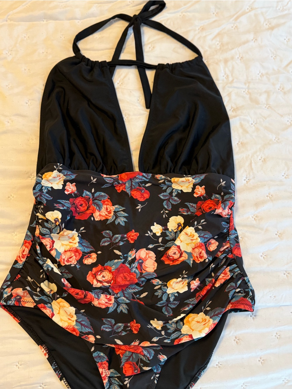 Cupshe Black Floral Halter One-Piece Jumpsuit